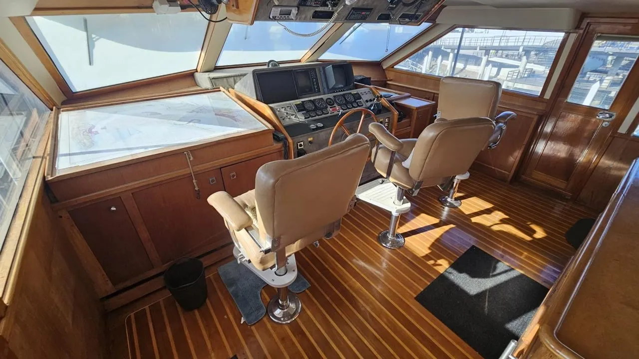 1981 McQueen 82ft motor yacht for sale, helm station